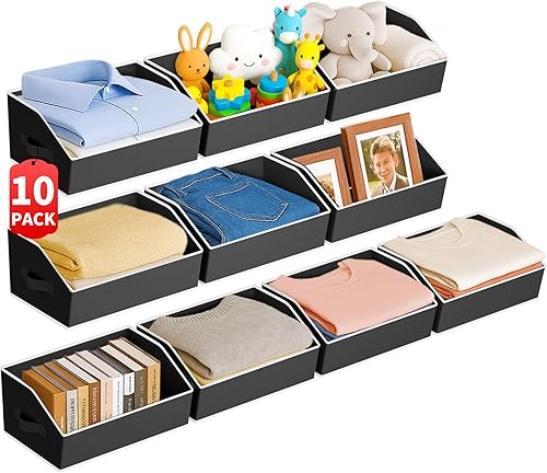 Miniatura 12 de Organizadores grandes de armario y contenedores de almacenamiento - 8 paquetes de cestas de almacenamiento trapezoidales para estantes, cestas de