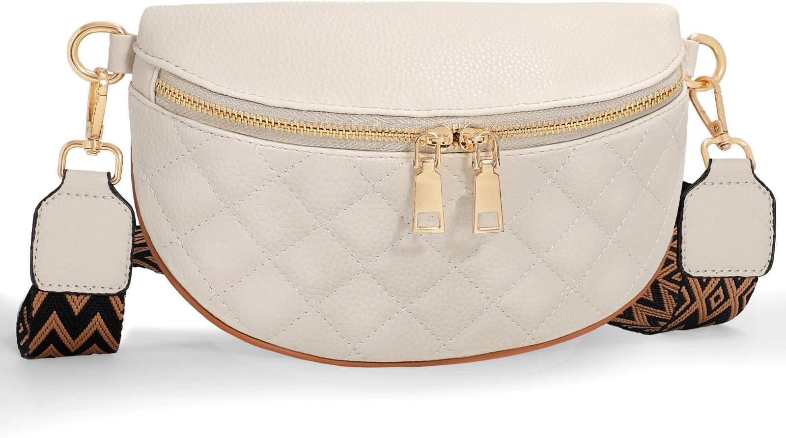 WERFORUSmall Crossbody Sling Bag for Women Fanny Packs Faux Leather Chest Bag for Travel,White