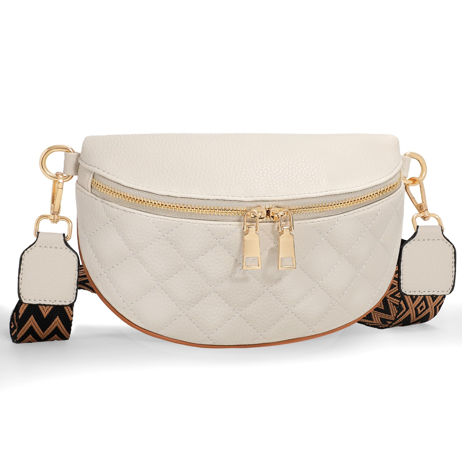 WERFORUSmall Crossbody Sling Bag for Women Fanny Packs Faux Leather Chest Bag for Travel,White