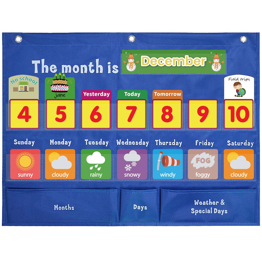 Buy Weekly Calendar with Weather Pocket Chart With 98 Cards.Weekly
