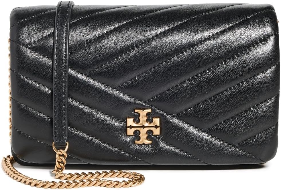 Tory Burch Carteira feminina Kira Chevron, preta, tamanho único, Preto, One Size, Carteira de corrente Kira Chevron