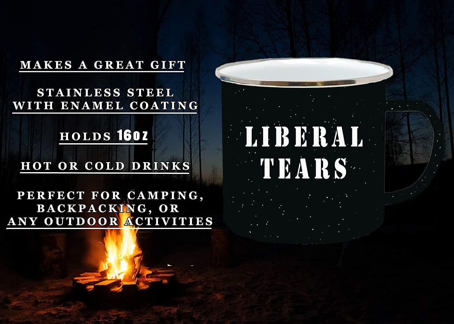 Rogue River Tactical Large Funny Liberal Tears Camp Mug Enamel Camping Coffee Cup Gift Conservative Republican