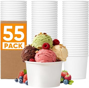 55 Count Disposable Ice Cream Cups 9oz ,Disposable Soup Cups & Ice Cream Bowls for Hot&Cold Food, Disposable Bowls for Soup,Ice Cream Frozen,Yogurt