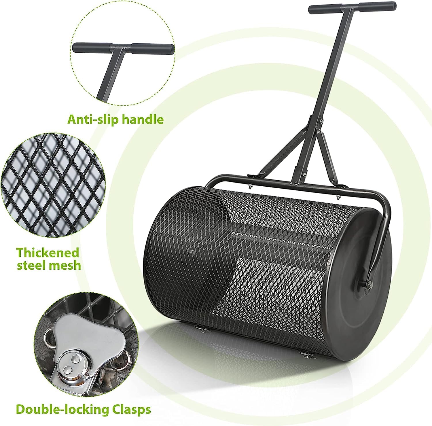 Outils de Jardin épandeurs de Jardin de pelouse de 24 Pouces, épandeur de Compost, épandeur de Mousse de Tourbe épandeur de Jardin épandeur de Tourbe épandeur de Commode de pelouse