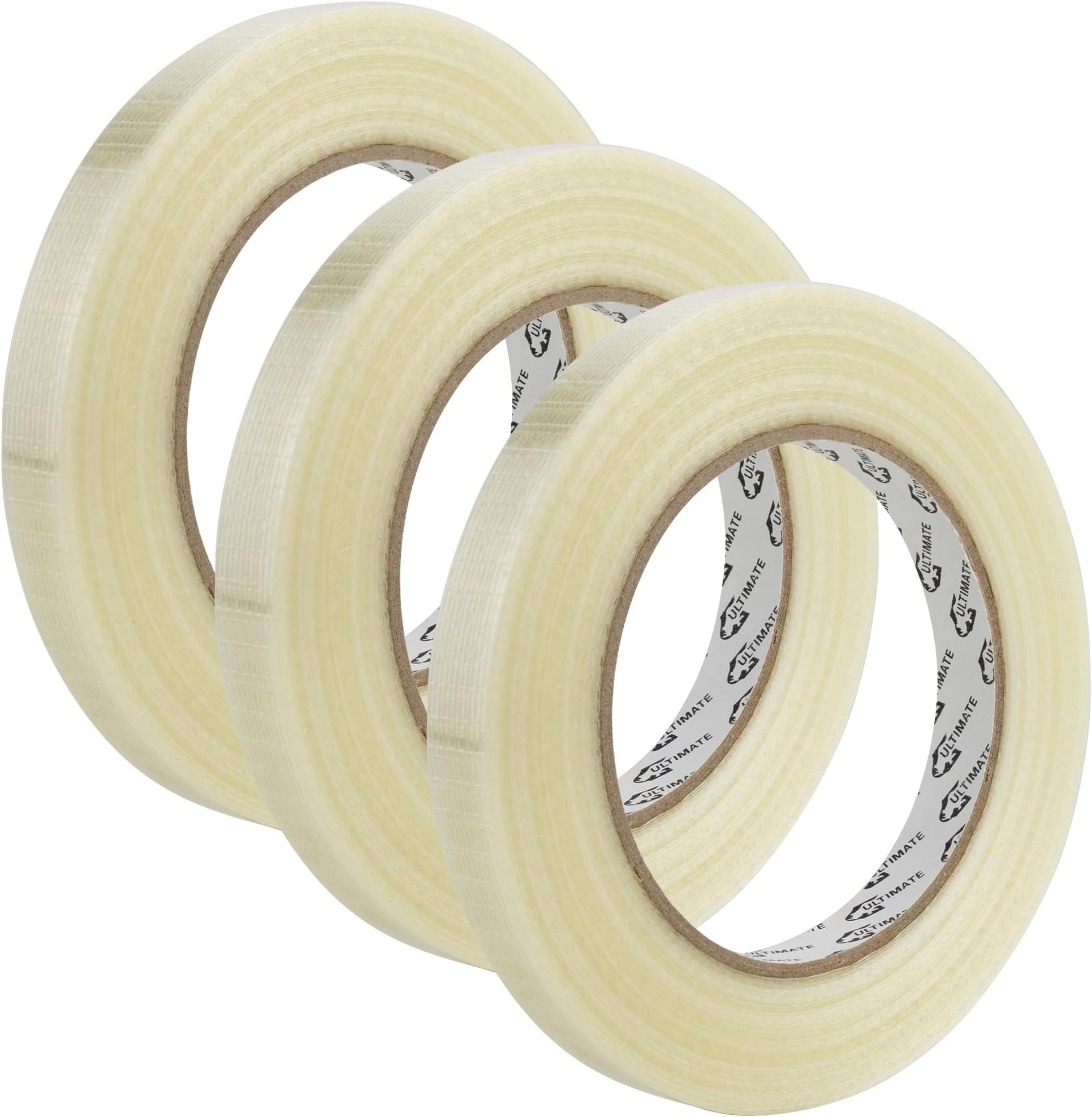 Wild PolarPremium 180 MIC Heavy Duty Clear Reinforced Fiberglass Packing Tape | Strong Transparent Mono Filament Strapping Tape for Moving House | Extra Strong Duct Tape (3, 12mm x 50m)
