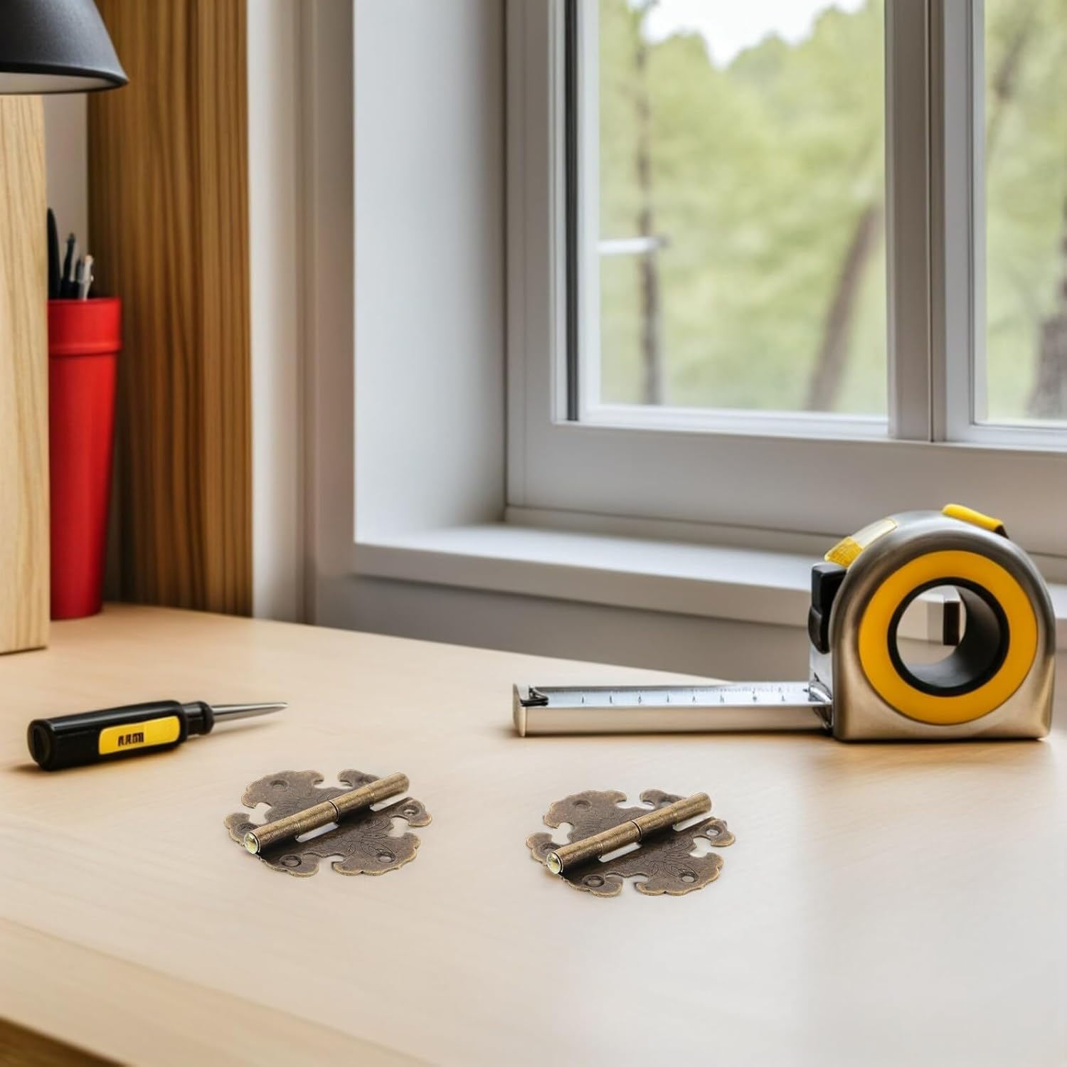 VILLCASE 20pcs Antique Bronze Cabinet Hinges for Wooden Boxes Vintage Engraved Decorative Hinges with Screws, Retro Cabinet Door Replacement Hardware for DIY Craft Projects