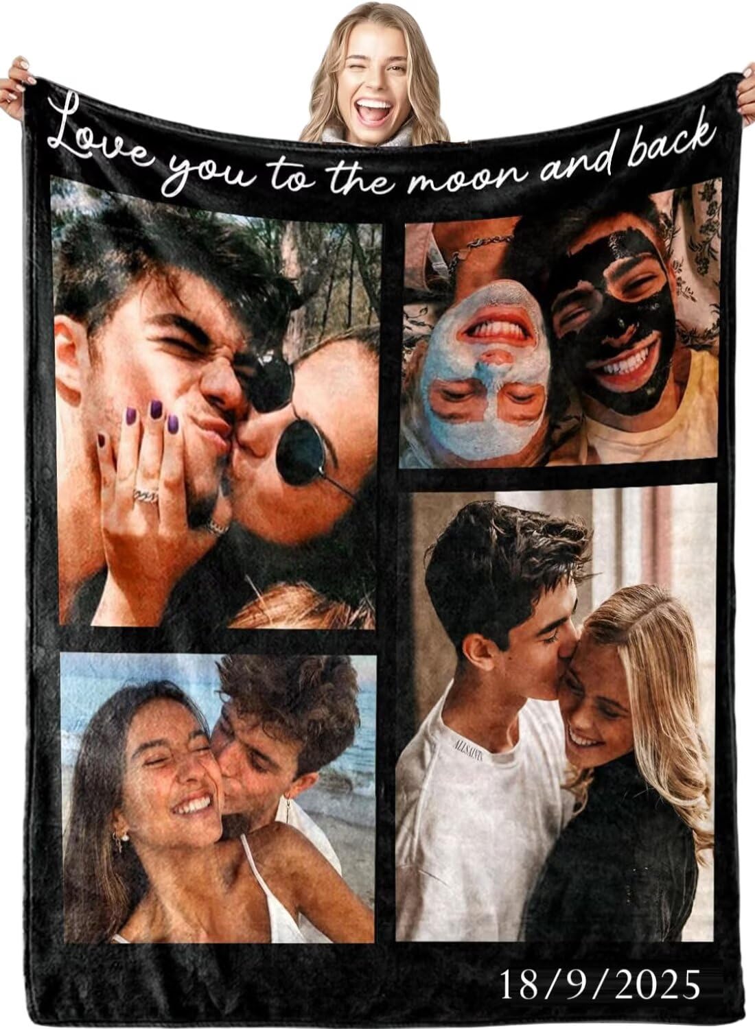 Personalisierte Foto Kuscheldecke,Foto Decke Selber Gestalten,Winter Warm Dick Weich Flanell Personalisierte Geschenke für Frauen und Männer, Fotogeschenke zum Geburtstag Weihnachten 150x200cm