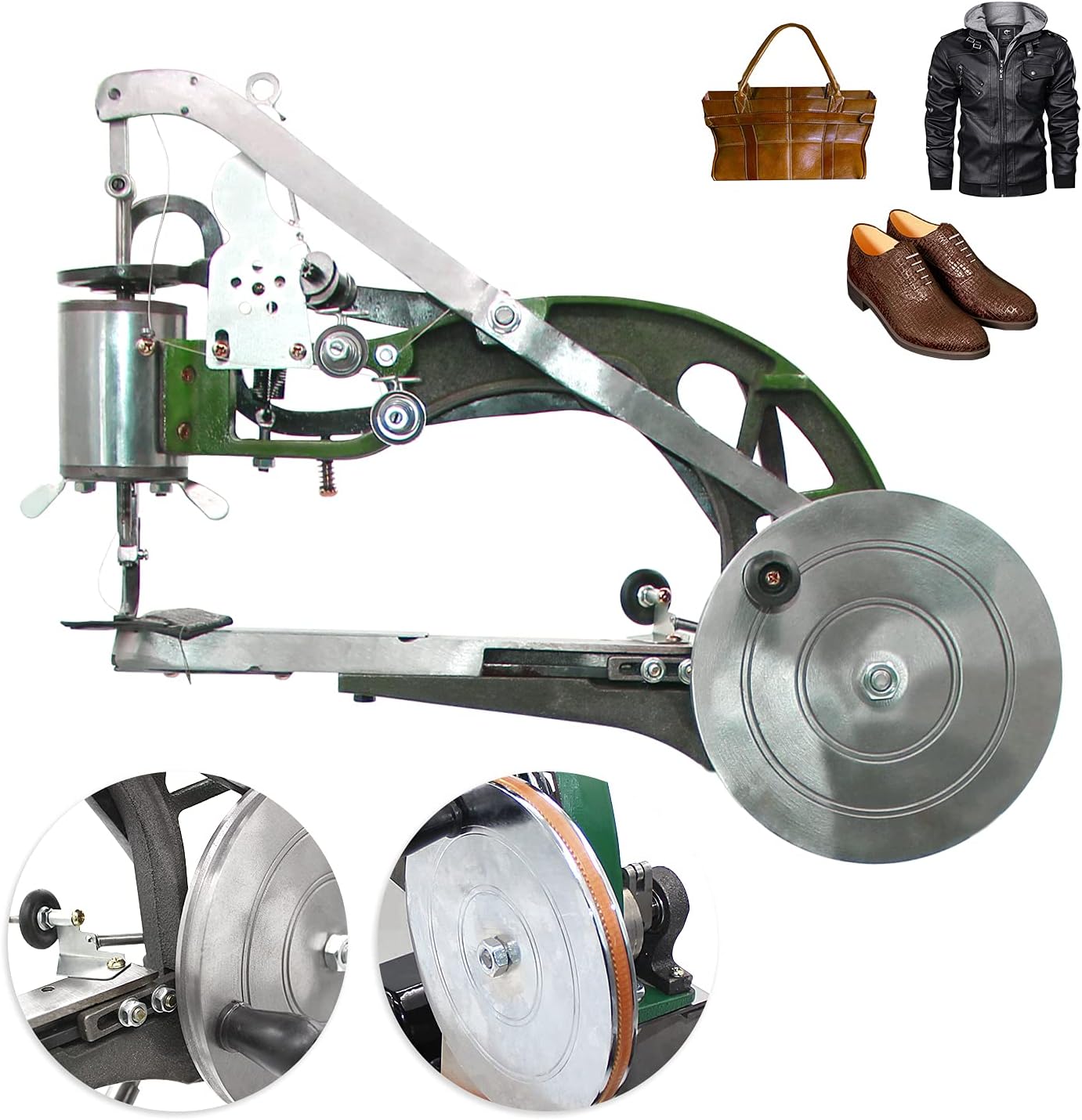 ColouredPeas Lengthens 8Bearing Grooved Hand Cobbler Sewing Machine for Leather Cotton Nylon