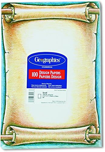 Papel de diseño, pergamino, 24 libras, 8.5 x 11 pulgadas, 100 hojas por paquete (39098), blanco