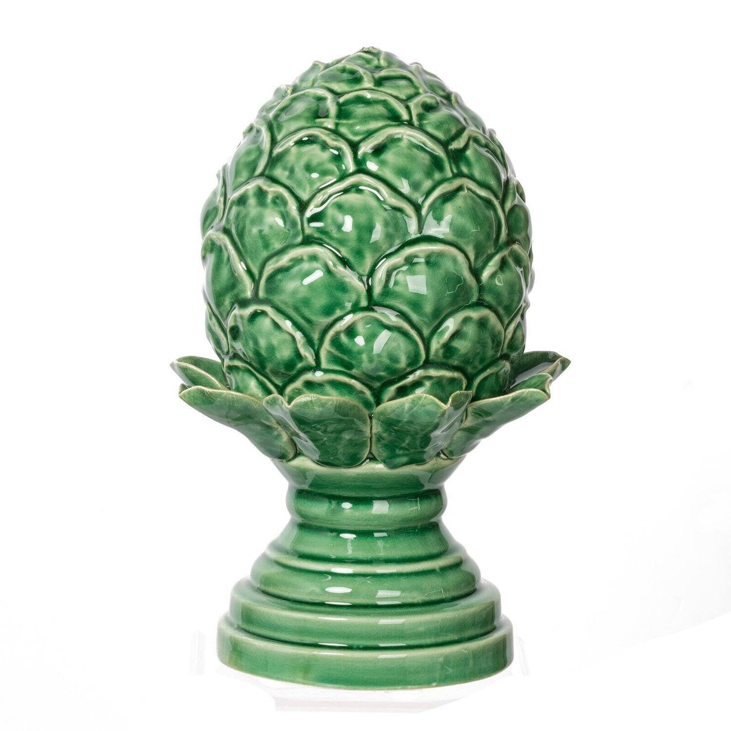 A&B Home Green Artichoke Statue - Decorative Ceramic Statue, Tabletop Home Decor, Living Room Bedroom Coffee Table Office Shelf Accent Piece, 6" x 6" x 9"