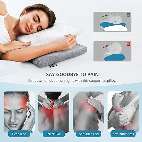 Miniatura 9 de ZAMAT Almohada cervical ajustable de espuma viscoelástica, almohadas de cuello inodoras para aliviar el dolor, almohadas ortopédicas para dormir