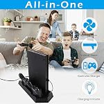 Charging Station Stand with Cooling Fan for PlayStation 4/Slim/Pro, 3 in 1 PS4 Vertical Stand with Dual PS4 Controller Charger Port and Charging Status Indicator Light