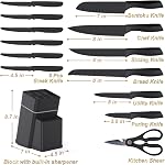 Kitchen Knife Set with Block - 15 Pieces Knife Sets with Built-in Sharpener, Dishwasher Safe, Stainless Steel Blades Kitchen Knives