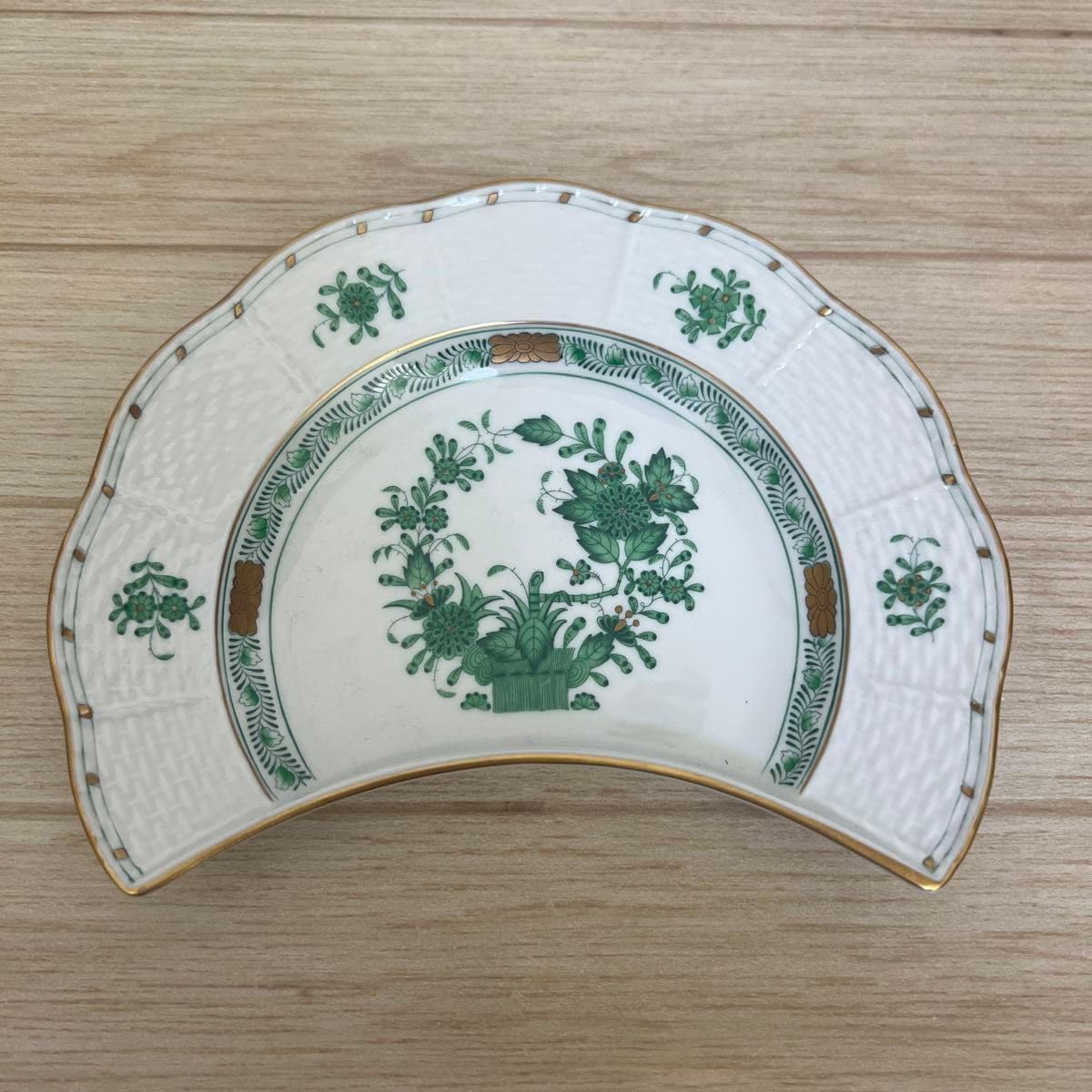 ヘレンド 小皿 小物入 トレー インドの華 グリーン ゴールド 保存箱付