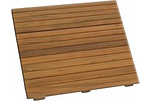 SeaTeak Natural Teak Square Shower Floor Mat | Non-Slip, Waterproof | Ideal...