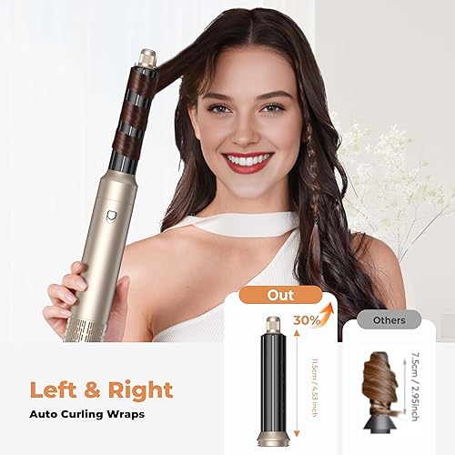 Miniatura 4 de Set de cepillo secador de pelo 5 en 1, estilizador de aire caliente con iones negativos profesionales, estilizador de envoltura de aire para rizos,