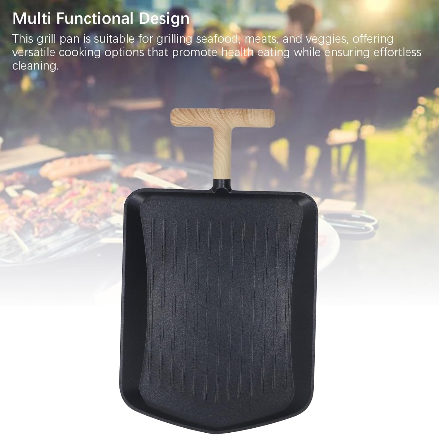 FLEXMAN Grill Pan, Aluminum Alloy Nonstick Multifunctional Griddle Square Indoor Outdoor Skillet Grilling Skillet Steak Pan for Camping Gatherings, Stovetop Barbecue