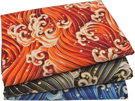iNee Japanese Sea Wave Fat Quarters Fabric Bundles, Sewing Quilting Fabric, 18 x22 inches, Multicolor