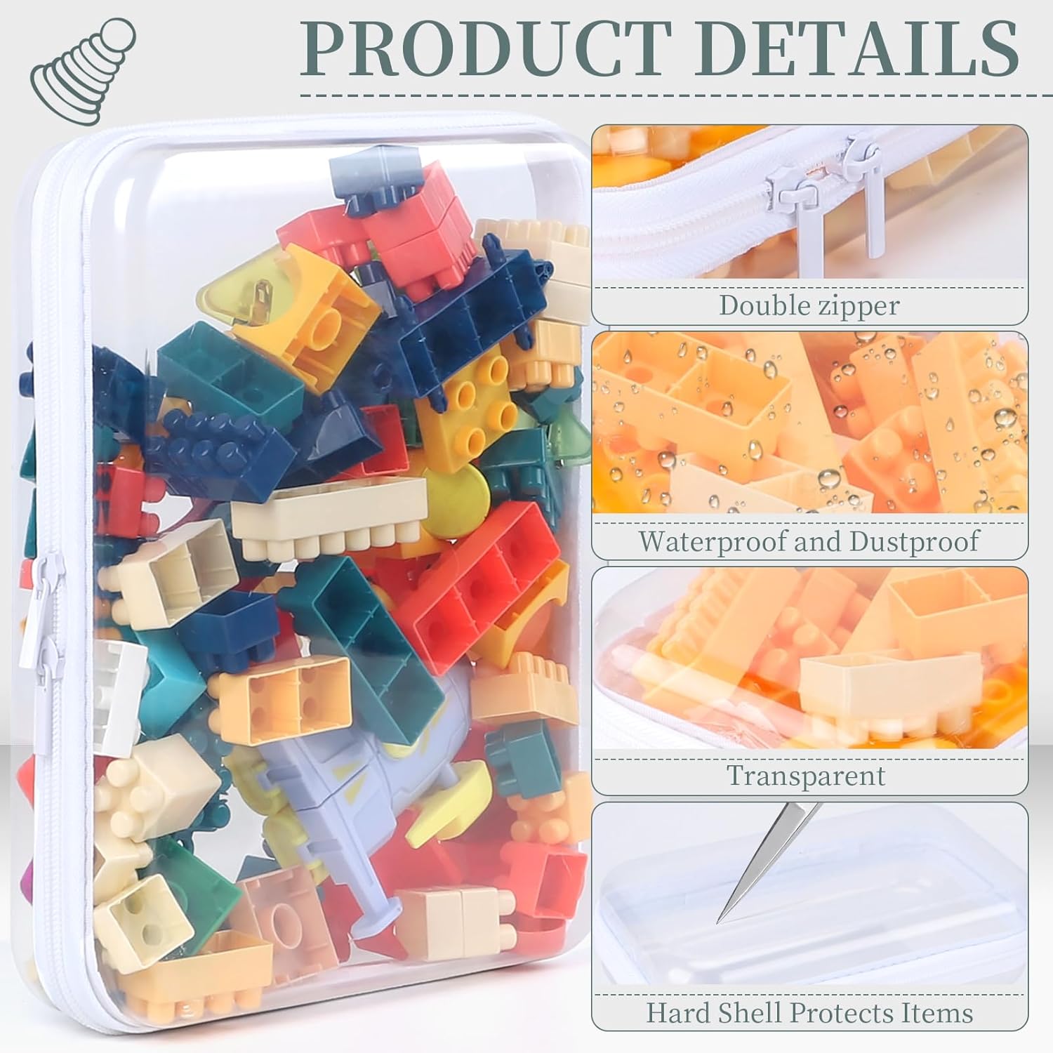 3 Pack Clear Hard Shell Zipper Case, Clear Zipper Pouches Waterproof Makeup Organizer & Travel Toiletry Bag, Diaper Bag Organizing Pouches, Plastic Pouch for Office Home Storage, Large Size - Image 5