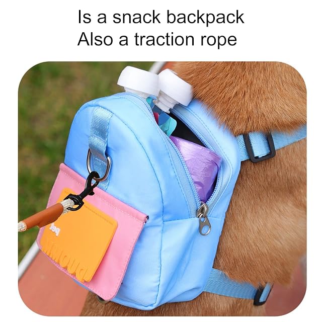 Foto 7 de 8 de Luojuny 1 juego de mochila para perro con agujeros, cuerda de tracción, mochila para perros pequeños