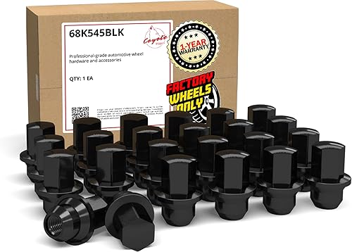 Wheel Accessories Parts Juego de 20 tuercas negras de 12 x 1.5 pulgadas de longitud para Chrysler, Dodge, Ram, Plymouth, VW 0650-4672 06504596