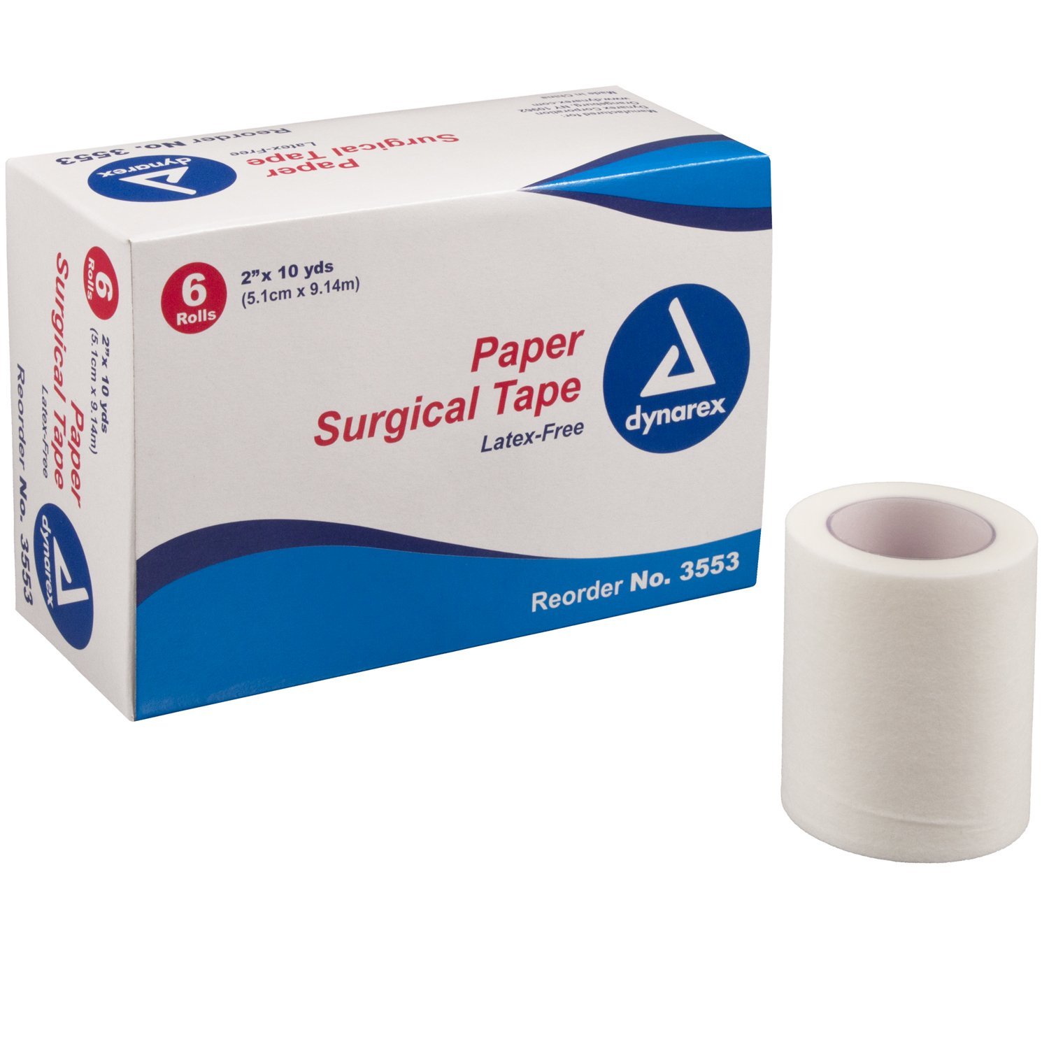 Dynarex 3553 Surgical Tape Paper, 2"x10 Yds - 12/6/Cs