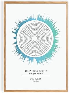Nationcog Personalized Spiral Sound Wave Art Print from Your Song with Lyrics, Custom Music Poster, Unique Anniversary or Couple Gift Wall Decor (Unframed) (14L x 11W)