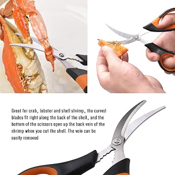 20-Pack Crab Crackers and Tools Set,Seafood Boil Party Supplies Includes 6 Crab Crackers, 6 Lobster Shellers, 6 Crab Leg Forks/Picks and 2 Seafood Scissors & Black Storage Bag - Nut Cracker Set