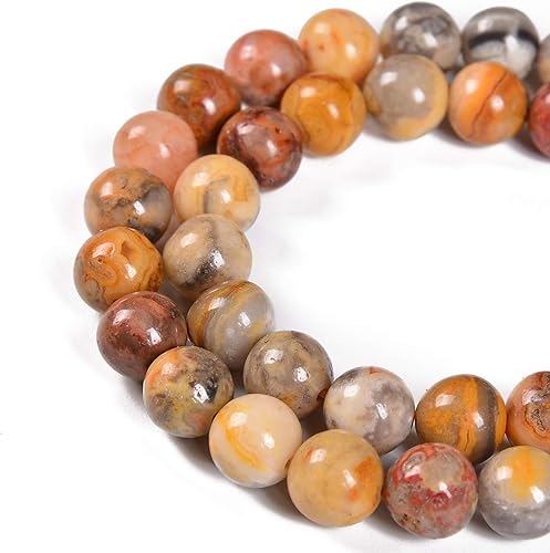 90 cuentas redondas sueltas de ágata natural de encaje loco de 0.157 pulgadas (0.157 in), para fabricación de joyas, 15.5 pulgadas, 1 hebra (ágata