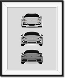 Porsche Cayman Generations (718/981/ 987) Inspired Poster Print Handmade Wall Art of the History and Evolution of the Cayman (Unframed)