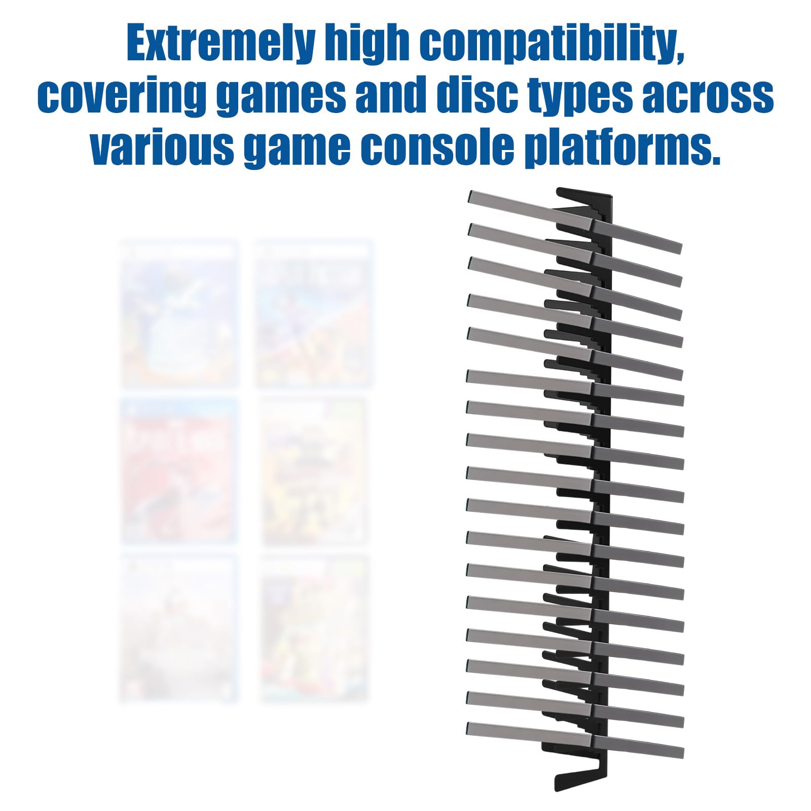 4szt Wytrzymały Metalowy Uchwyt Ścienny Przechowywania Gier Wideo, Organizer Pudełka Gry Półka Nośniki do PS5 PS4 PS3 PS2 Xbox Series X DVD Blu-Ray (Mieści do 76 Pudełek)