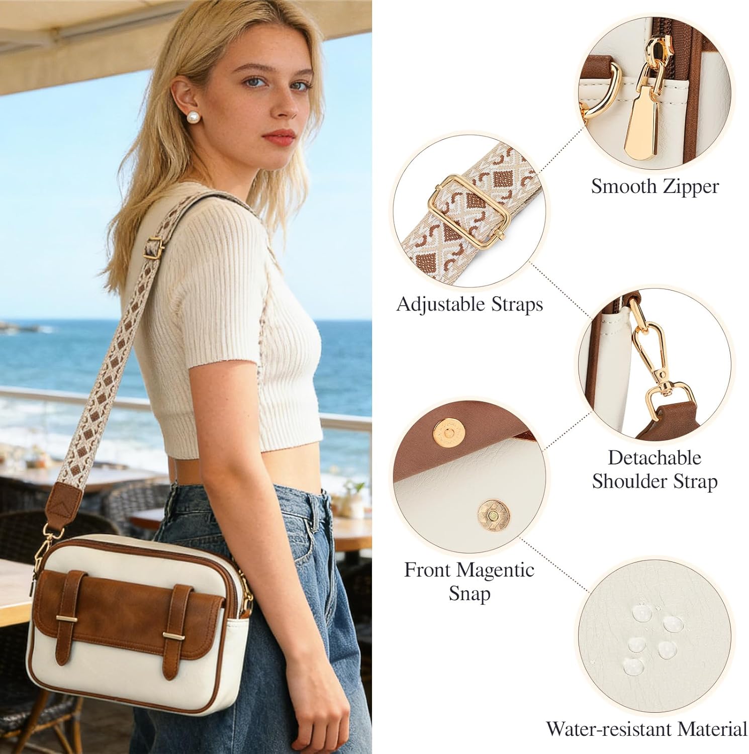 UBORSE Crossbody Purses for Women,Soft Vegan Leather Crossbody Bags Handbag,Small Shoulder Bags Travel Purse with Card Slots