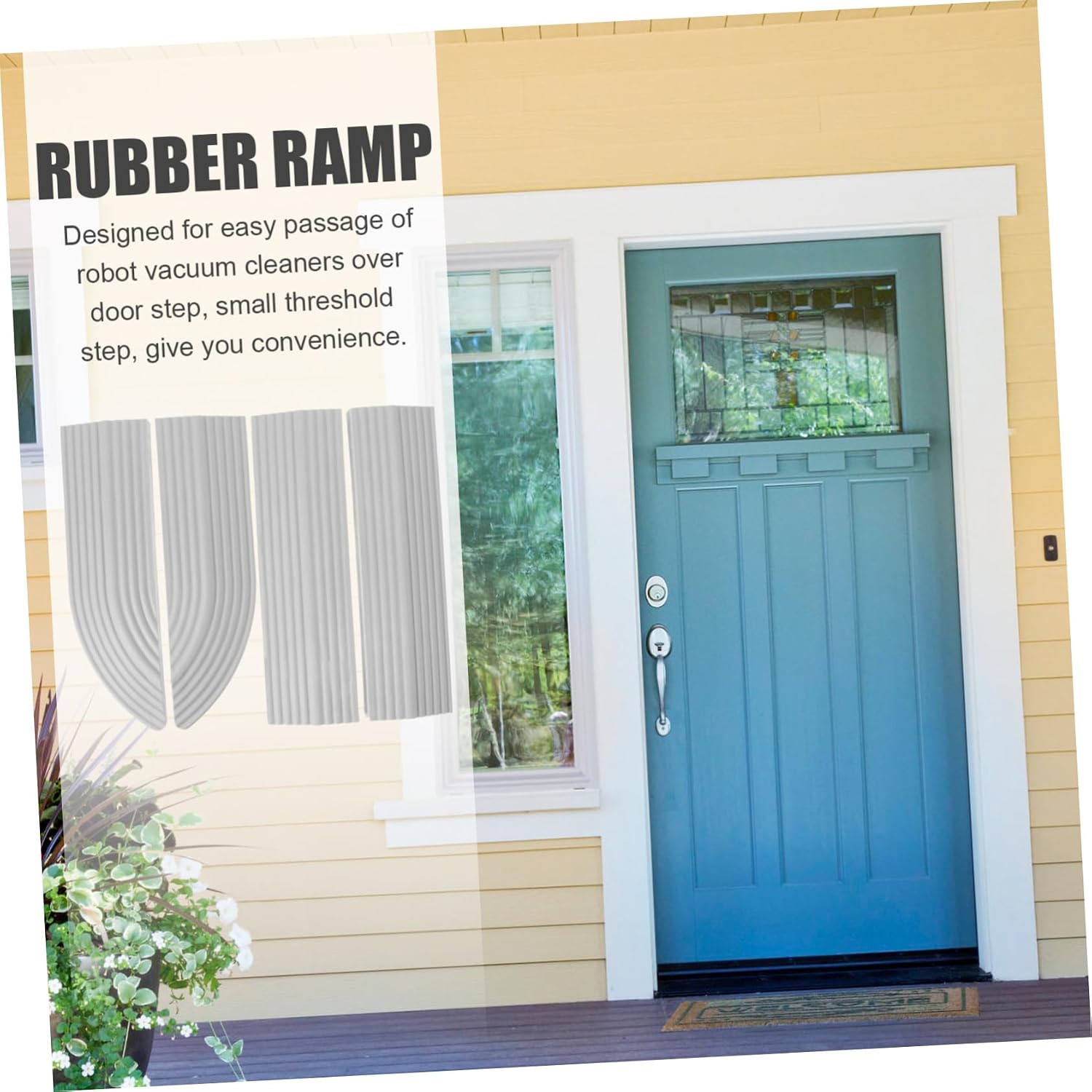 FRCOLOR 1set Rubber Sweeping Ramp Pad for Robot Vacuums Non- Doorway Transition Ramp for Steps Easy Installation Lightweight Design for Home Use Grey Rubber Mat