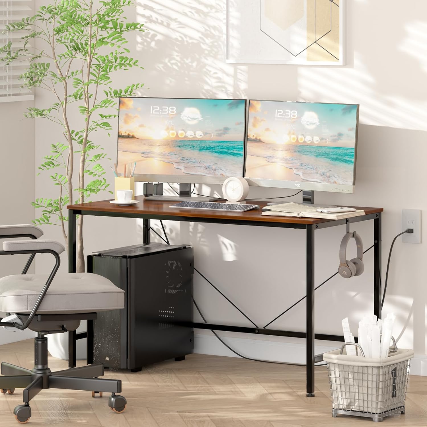 LunarLight ワークデスク 机 幅120奥行60高さ70cm テレワーク PC