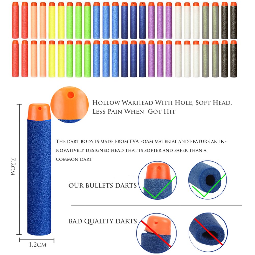 Refill Darts Bullets Foam Darts, 200 Pack Darts for Gun Elite Series