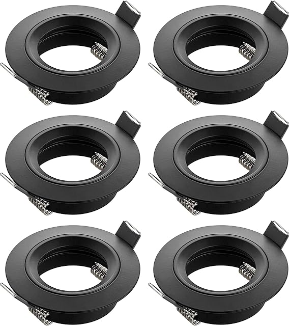 SEBSON® 6X Downlight incl. GU10 Lamp Holder - Mounting Hole ø65mm, LED/Halogen, Black Recessed Ceiling Light, Mounting Frame Aluminium