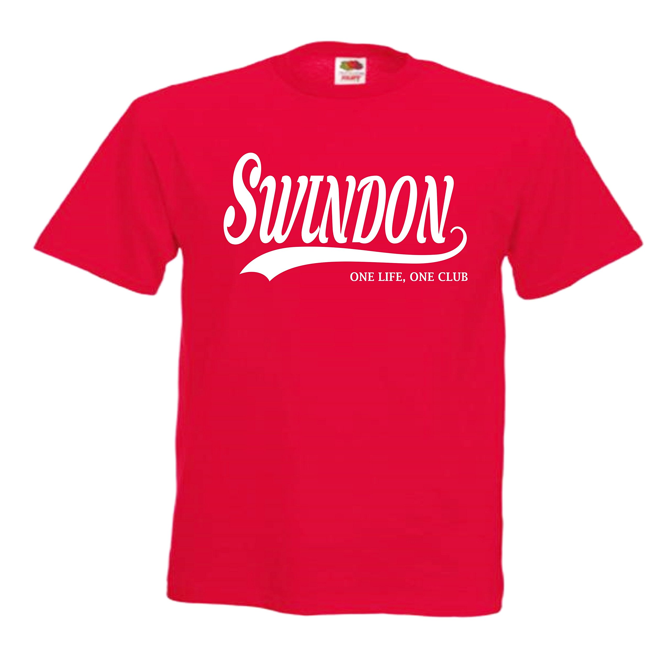 All About The Print Swindon Town Football Gift T-Shirt - one Life one Club Idea FC Present top F41 (Adult Large, Red)