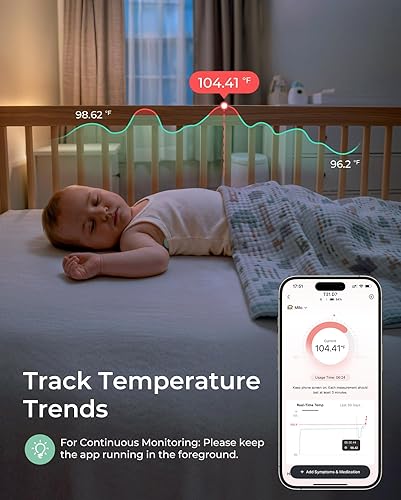 Miniatura 8 de Momcozy Smart Thermometer for Baby,Baby Essential, 0.2F Accuracy,Axillary Wearable Temp with App, Hypoallergenic Comfortable Wear, Real Time