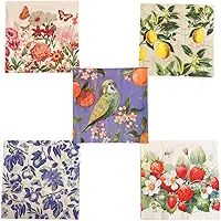 Kit 5 Guardanapos para Decoupage – Papel Decorativo para Artesanato em MDF, Vidro e Papel com Estampas Variadas - Folha Tripla Importado