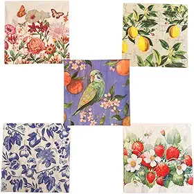 Kit 5 Guardanapos para Decoupage – Papel Decorativo para Artesanato em MDF, Vidro e Papel com Estampas Variadas - Folha Tripla Importado