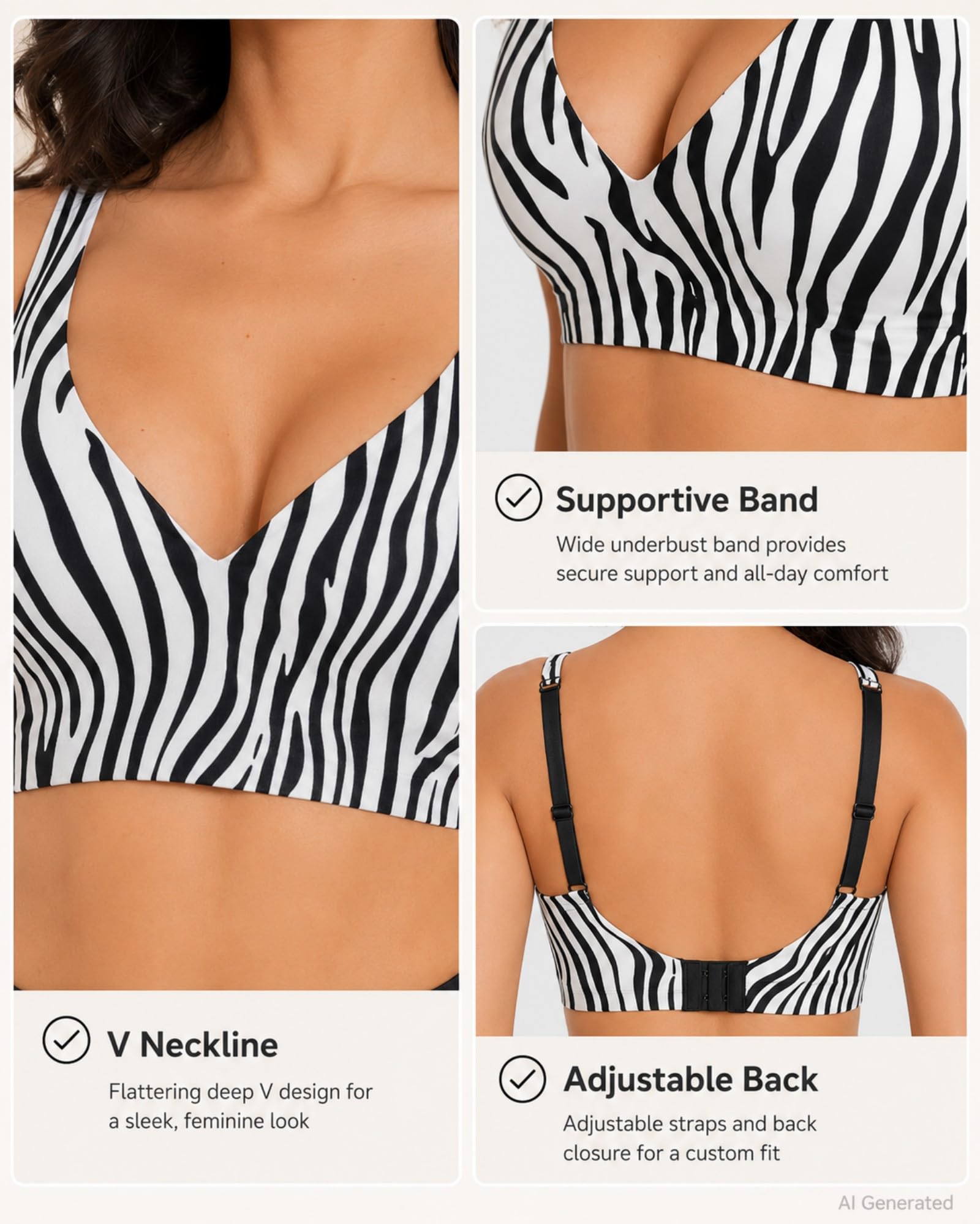 Reggiseno senza fili Jelly per le donne copertura completa scollo a V