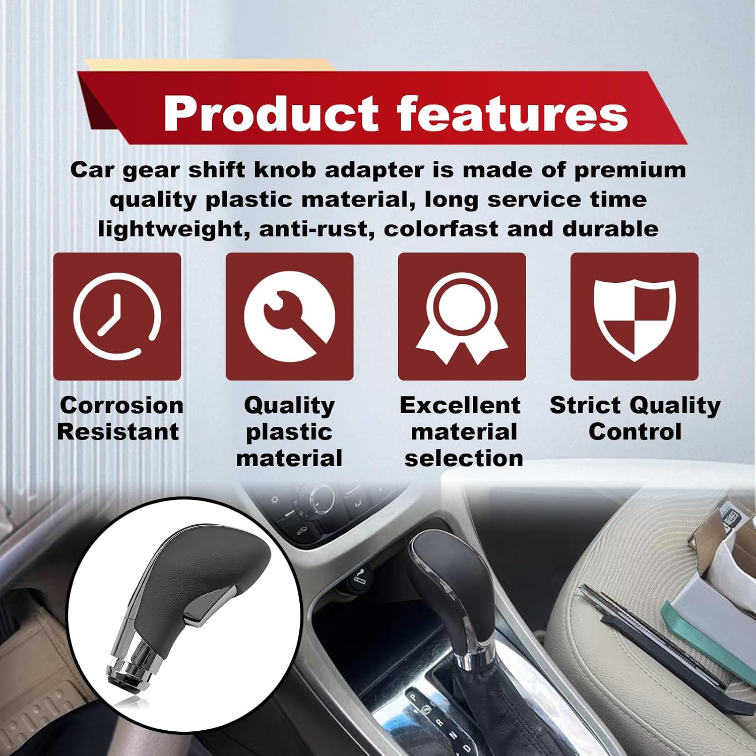 Automatic Gear Stick Shift Knob Compatible with 2012-2017 Buick Verano Car Gear Shift Knob Leather Car Stick Lever Gear Shifter Knob Cover Head Handle Lever(Black)