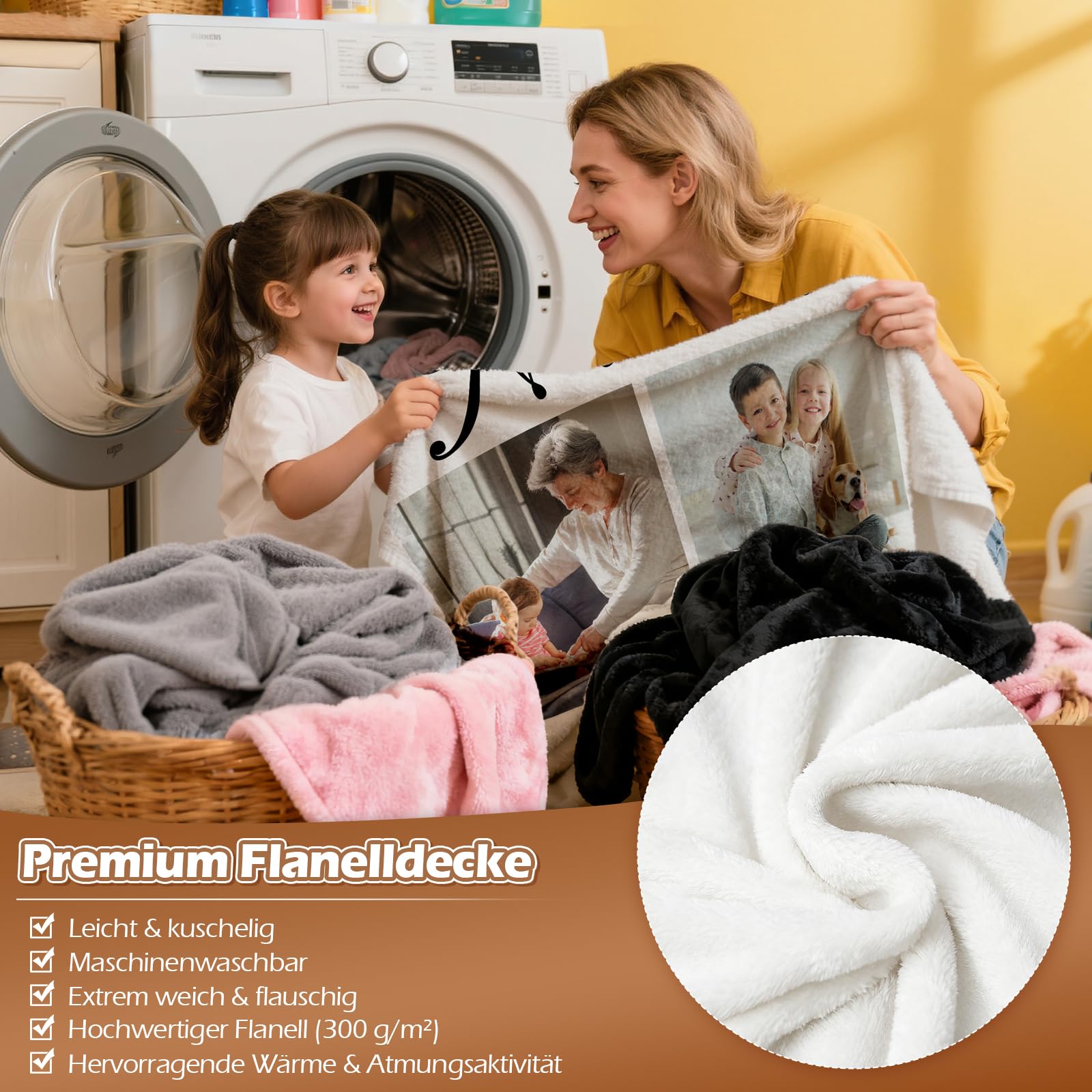 Individuelle Decke Mit Eigenen Fotos – Personalisierbar, Weiches Minky-Fleece, 76x102 Cm Bis 152x203 Cm
