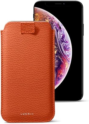 Lucrin Funda con leng eta pull-up para iPhone Max Plus Plus Naranja Piel Grano Lucrin Funda con leng eta pull-up para iPhone Max Plus Plus Naranja Piel Grano