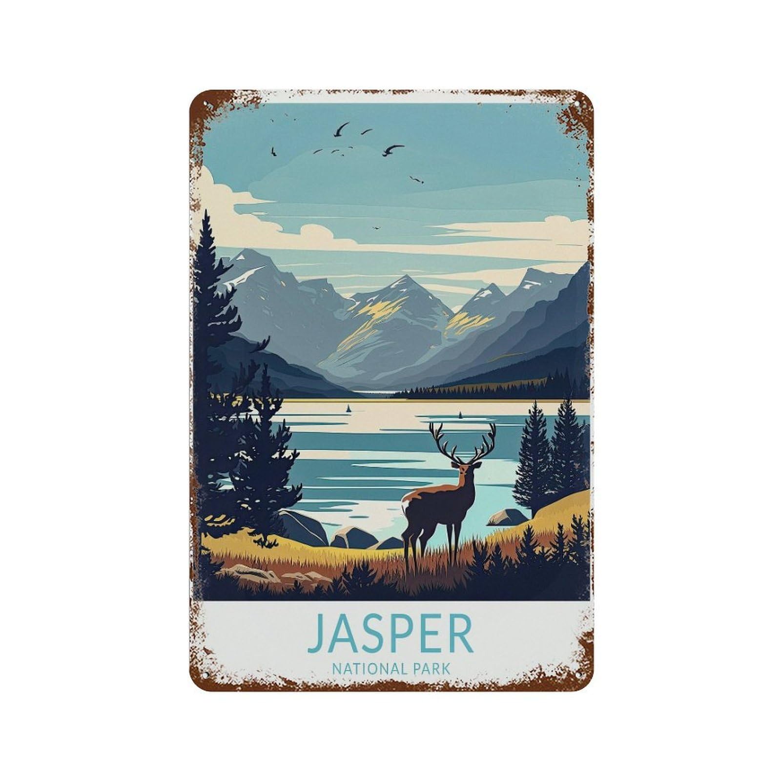 xiaoxiaoshen Jasper National Park Travel Canada Parks Wall Decor Art Metal Tin Poster Modern Home Decor Art Home Bar Shop Decorations Vintage Sign 30x20cm