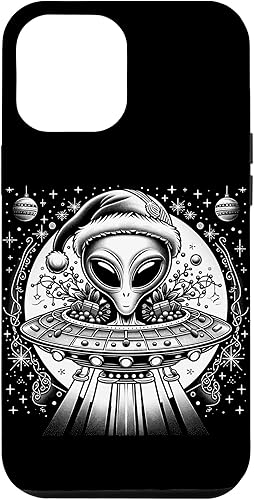 iPhone 14 Pro Max Vintage Alien Christmas Holiday - Santa Hat Extraterrestrial Case
