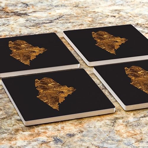 Miniatura 7 de Maine State Cobre, decoración del hogar, 4 posavasos de cerámica, 4 posavasos cuadrados de 4 pulgadas, juego de 4, respaldo de corcho