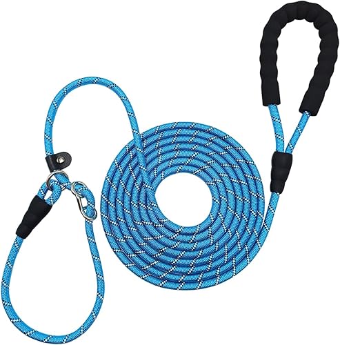 Boswany Correa de entrenamiento larga antiestrangulamiento de 1220 pies, correa de cuerda de plomo antideslizante de 38 pulgadas de grosor con mango