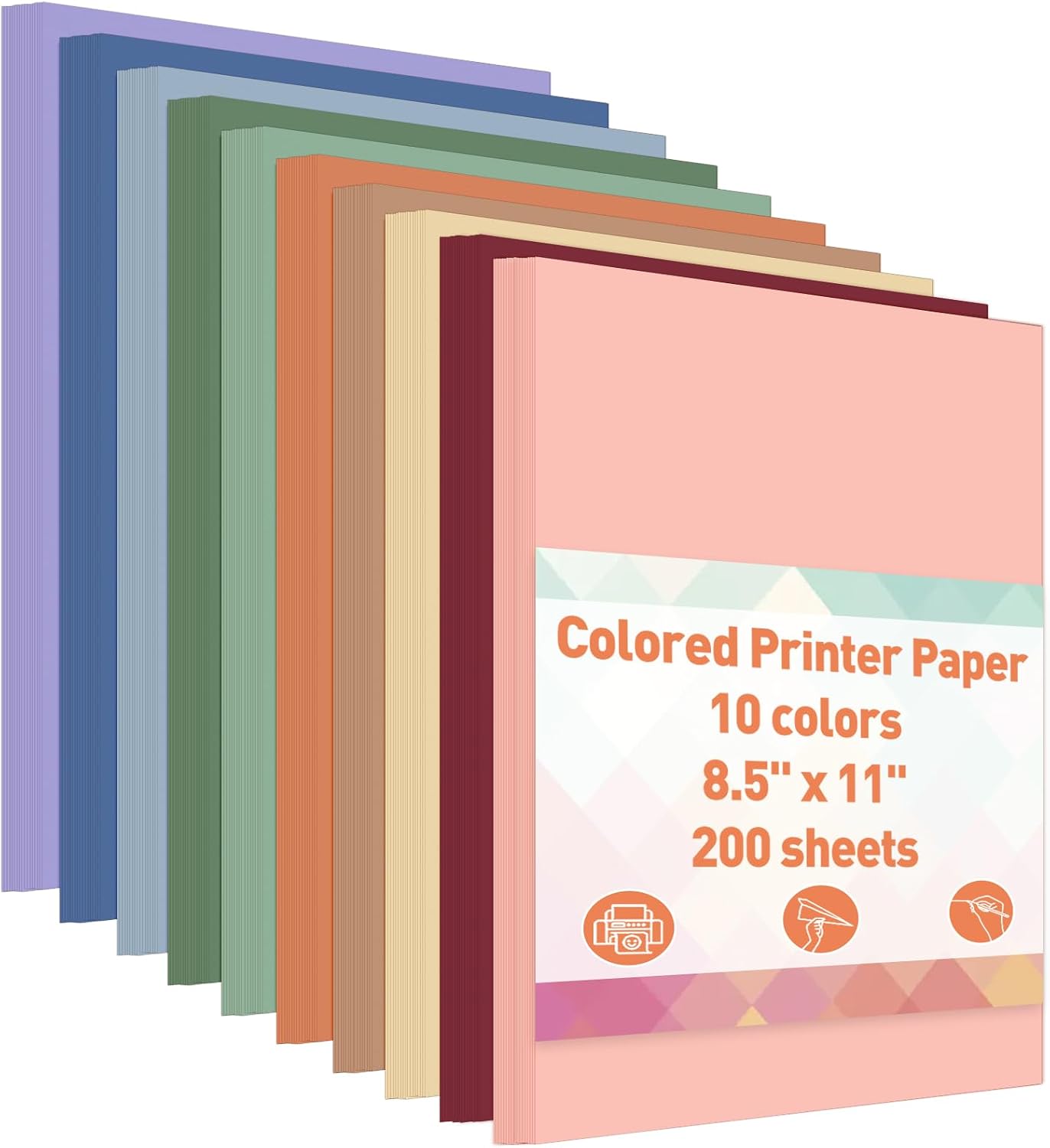 MAXECHO 8.5" x 11" Bulk Colored Copy & Print Paper Sheets Assorted Colors Printer Paper Computer Paper Suitable for Origami, Crafts, DIY Projects, 80 GSM