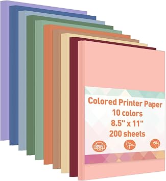 MAXECHO 8.5" x 11" Bulk Colored Copy & Print Paper Sheets Assorted Colors Printer Paper Computer Paper Suitable for Origami, Crafts, DIY Projects, 80 GSM